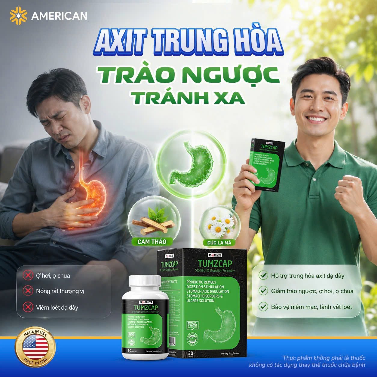 Giải pháp hiệu quả cho người trào ngược dạ dày Tumzcap